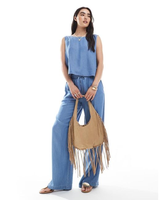 Vero Moda Blue Sleeveless Tie Front Top Co-ord