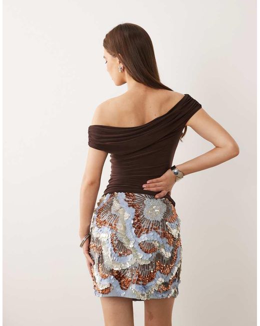 ASOS Natural Petal Embellishment Mini Skirt