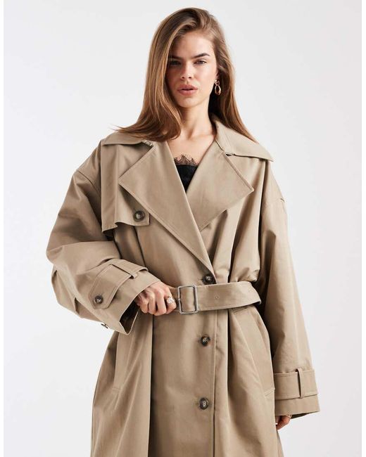 & Other Stories Natural Pure Cotton Midi Length Trench Coat