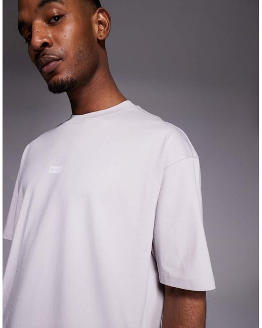 HUGO White Cotton With Back Logo Print T-shirt for men