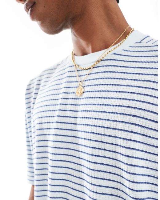 T-shirt oversize coupe carrée à rayures - /blanc cassé ASOS pour homme en coloris White