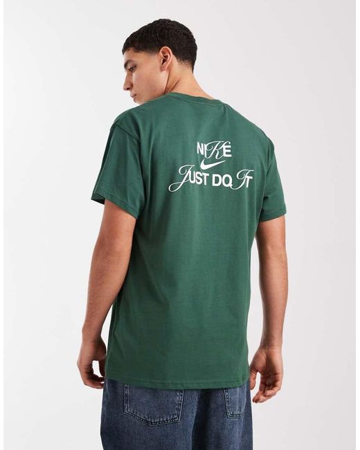 Nike Green Graphic Back Print T-shirt for men