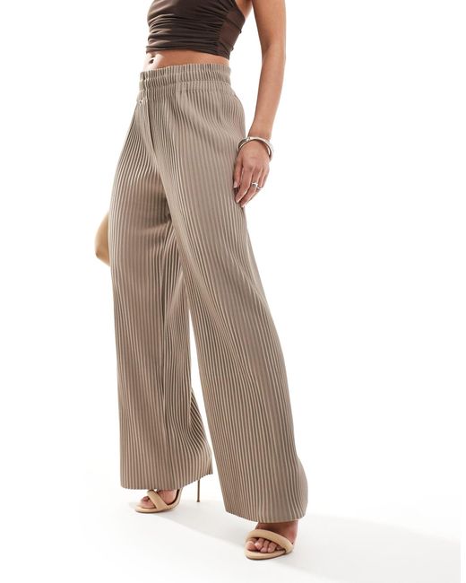 Pantalon large plissé à taille haute - beige Y.A.S en coloris Brown