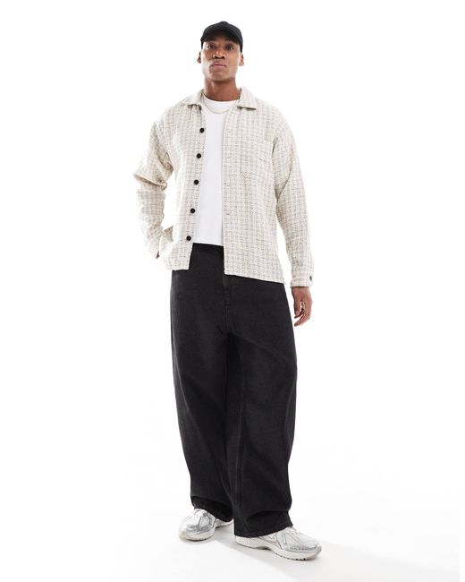 Surchemise à carreaux texturée - crème Jack & Jones pour homme en coloris White