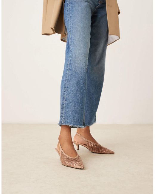 Sydney - chaussures à petit talon et bride arrière avec ornements - beige ASOS en coloris Blue
