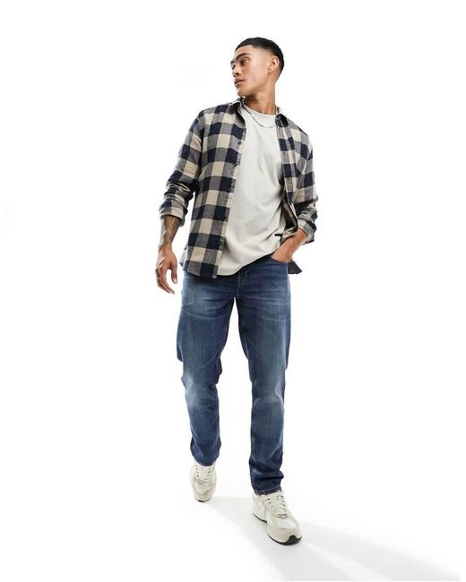 Only & Sons Gray Buffalo Check Shirt for men