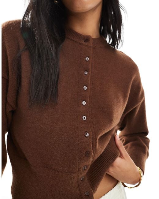 Daisy Street Brown Fitted Waist Cardigan