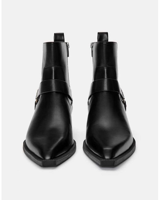 Stivali Stile Cowboy Neri Con Fibbia di Pull&Bear in Black da Uomo
