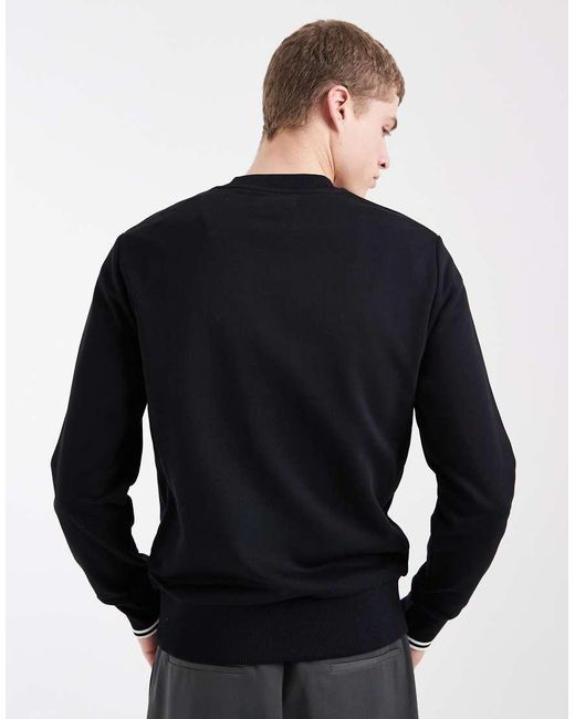 Fred Perry Black Crew Neck Sweat for men
