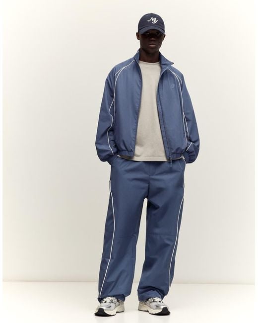 Bershka Blue Contrast Technical Jacket for men