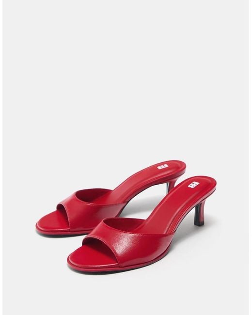 Pull&Bear Red Mule High-heel Sandals
