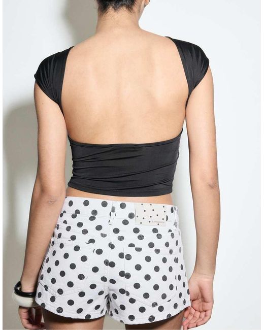 Stradivarius White Printed Polka Dot Shorts