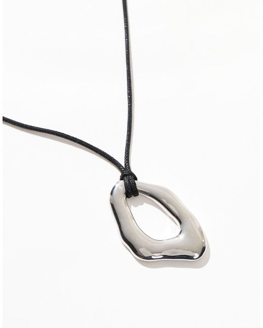 ASOS Black Necklace With Cord And Molten Pendant