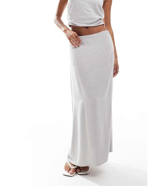 Pull&Bear White Linen Look Maxi Skirt Co-ord