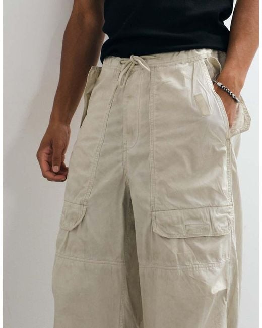 Weekday White Drawstring Workwear Trousers for men