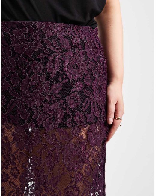 ASOS Red Asos Design Curve Sheer Lace Knee Length Skirt