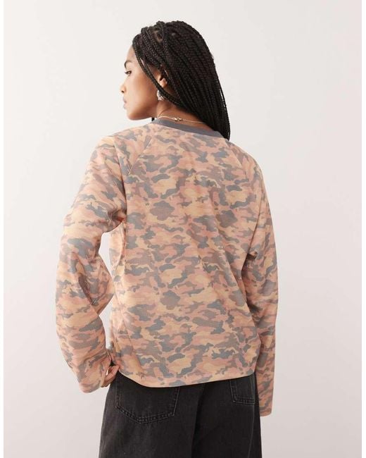 Collusion Natural Anti Fit Camo Waffle Long Sleeve Top