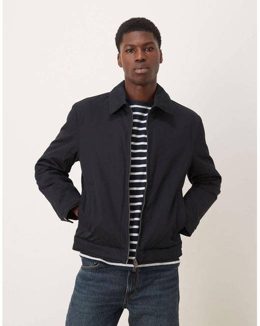 Mango Blue Cotton Mix Harrington Jacket for men