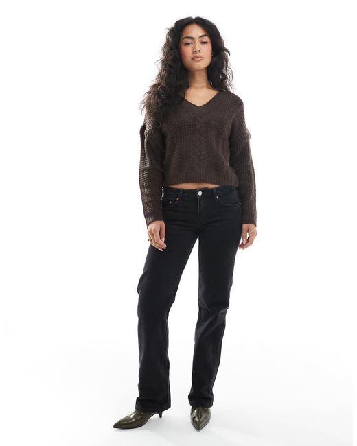 Wednesday's Girl Black Cropped Cable Knit Jumper