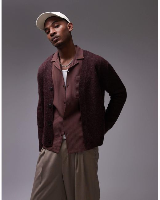 Gilet en laine boutonné - bordeaux ARKET pour homme en coloris Multicolor