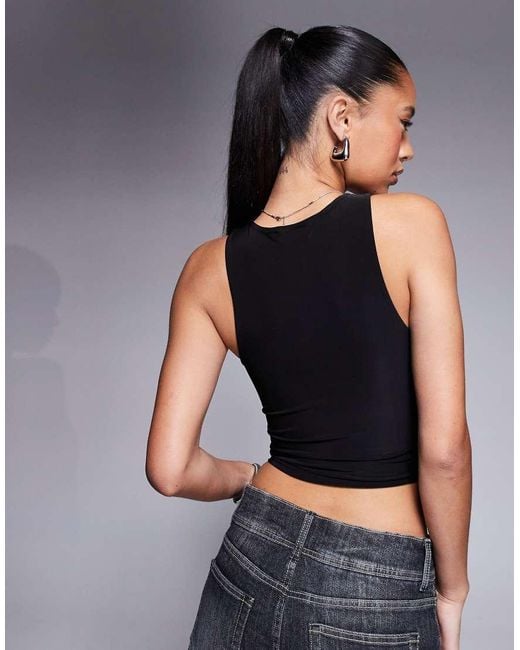 ASOS Black Double Layer Racer Singlet