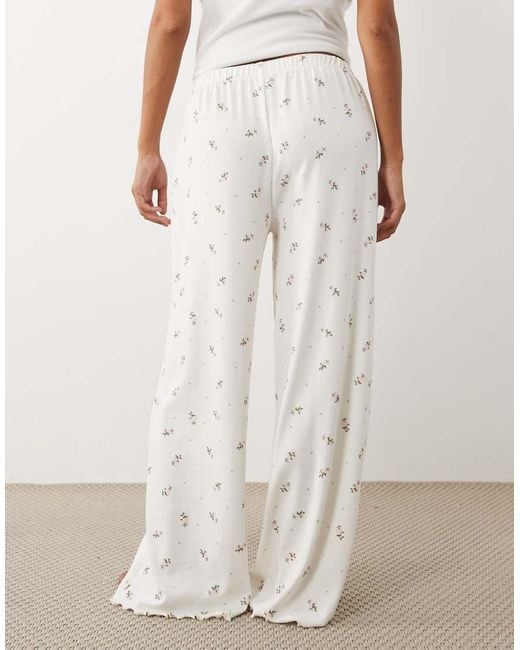 ASOS White Asos Design Petite Mix & Match Pointelle Pajama Pants