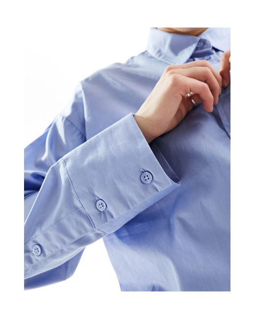 Jdy Blue Long Sleeve Cropped Shirt
