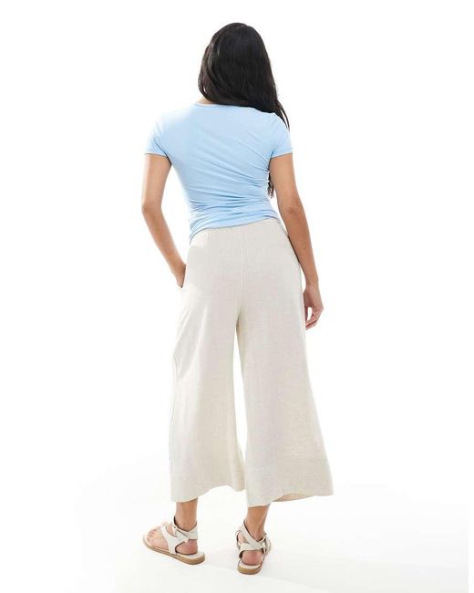 New Look White Cropped Linen Trousers