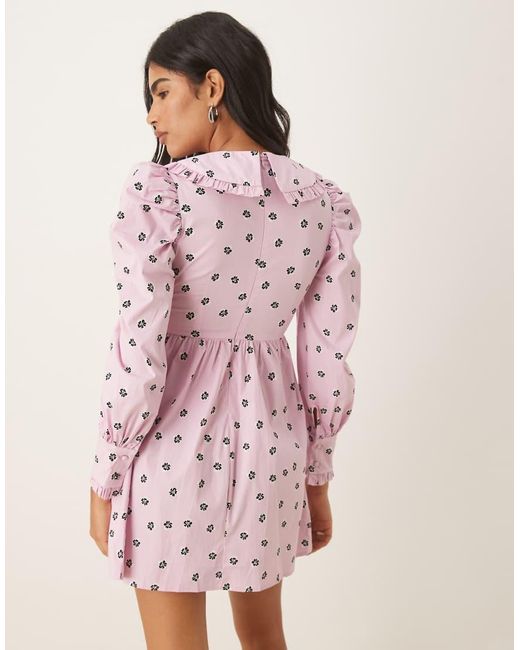 Glamorous Pink Collared Button Front Mini Dress