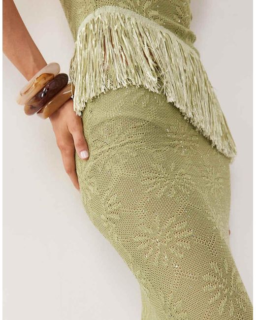 Motel Green Aloria Knit Maxi Skirt