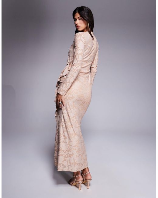 Robe froncée en velours à fleurs - taupe DASKA en coloris Yellow