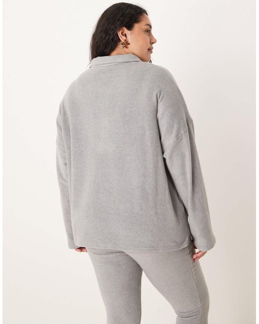ASOS Gray Asos Design Curve Mix & Match Lightweight Fleece Collared Sweater