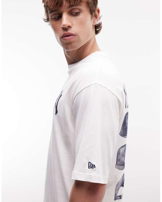 KTZ Blue Ny Yankees Logo With Cap Back Graphic T-shirt for men