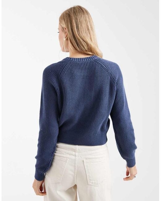 Mango Blue Teen Button Detail Knitted Jumper