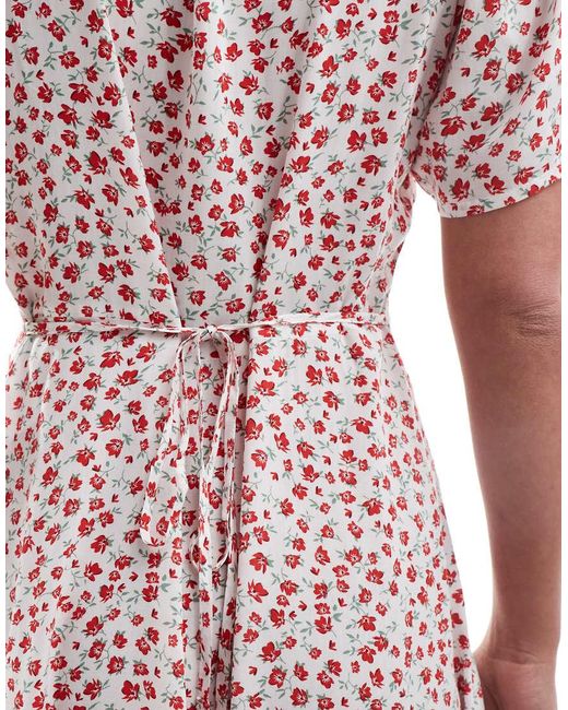 ONLY Pink V Neck Tie Waist Mini Dress