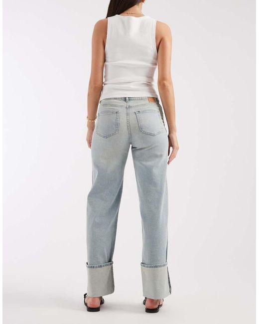 Pieces Blue Wide Leg Fold Up Jeans