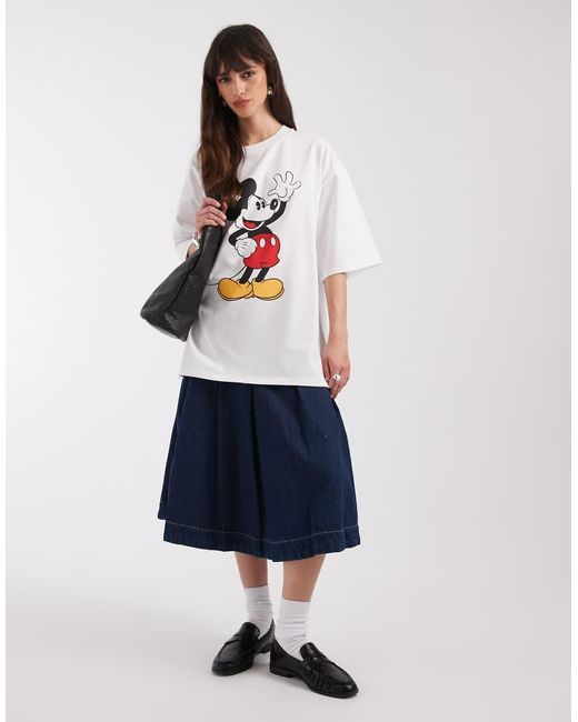 ASOS White Disney Mickey Mouse Print Oversized T-shirt