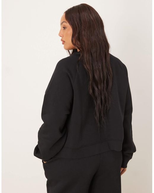 ASOS Black Asos Design Curve Oversized Brushback Sweatshirt With Raglan Detail