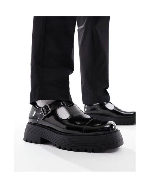 ASOS Black Chunky Mary Jane Shoes for men