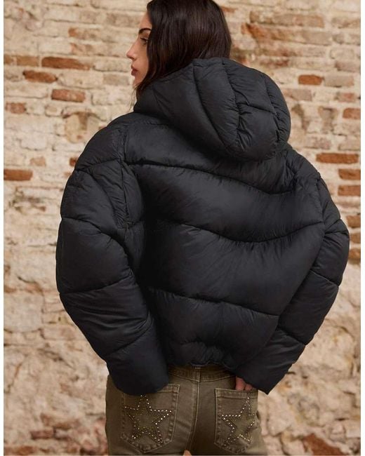 Stradivarius Brown Hooded Puffer Jacket