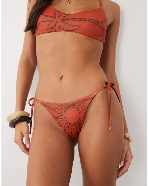 ASOS Brown Brogan Tie Side Bikini Bottom
