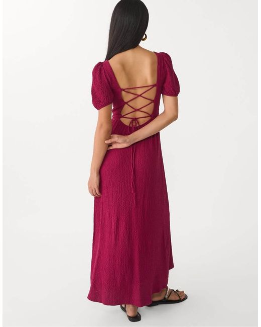 Stradivarius Sierlijke Maxi Jurk Met Gekruiste Achterkant in het Red
