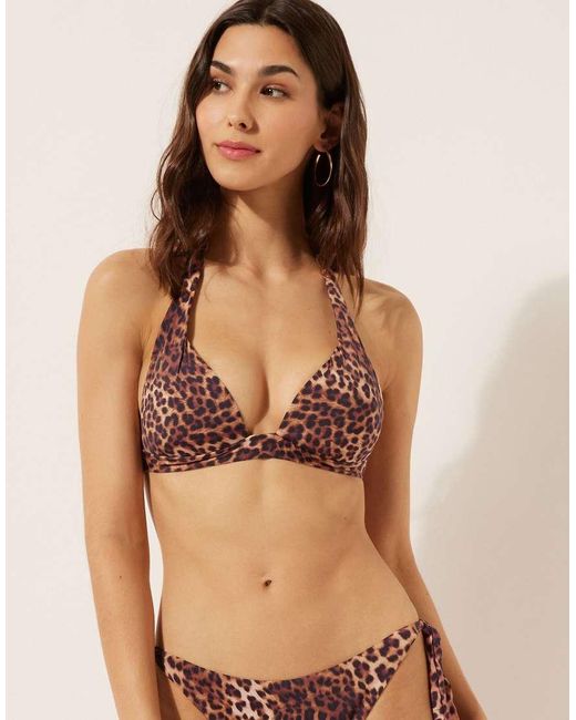 Calzedonia Brown Halter Bikini Top