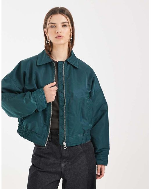ASOS Blue Nylon Bomber Jacket