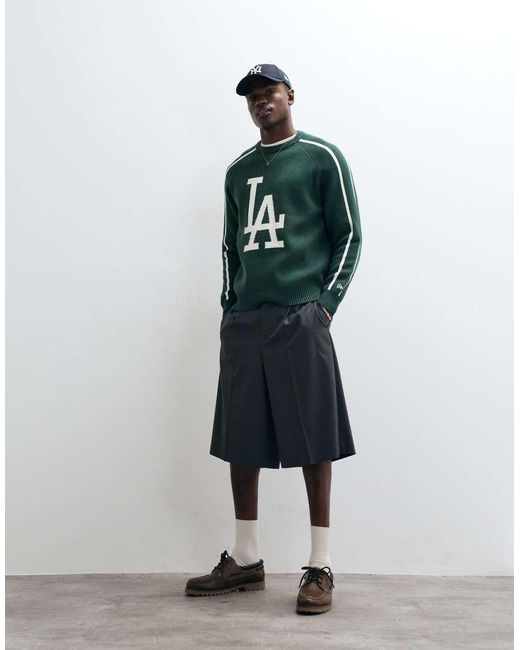 KTZ Green La Dodgers Large Logo Knitted Jumper With Contrast Piping for men