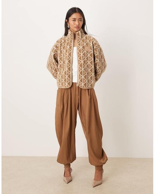 Calvin Klein Brown Monogram Logo Sherpa Jacket