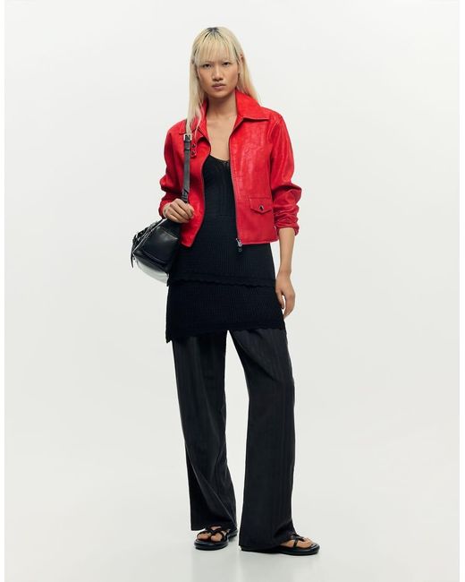 Desigual Red Faux Leather Jacket