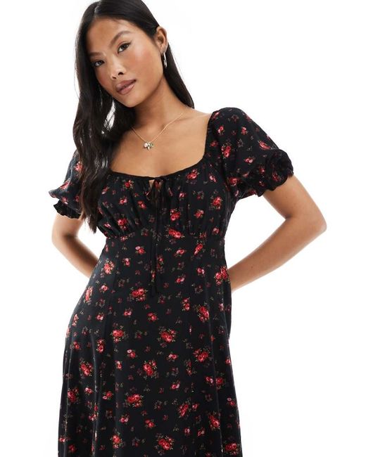 Miss Selfridge Black Spun Tea Midaxi Dress
