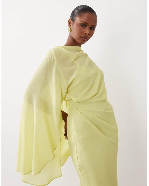 ASOS Natural Kimono Sleeve Cape Detail Draped Midaxi Dress With Open Back