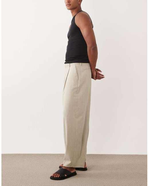 ASOS Natural Smart Barrel Leg Trousers for men